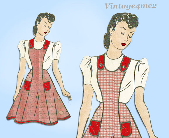 Mail Order 1829: 1940s Misses WWII Princess Apron Sz 36 B Vintage Sewing Pattern
