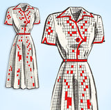 1940s Vintage Mail Order Sewing Pattern 1857 Womens Shirtwaist Dress Sz 38 Bust