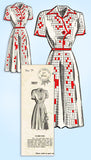 1940s Vintage Mail Order Sewing Pattern 1857 Womens Shirtwaist Dress Sz 38 Bust