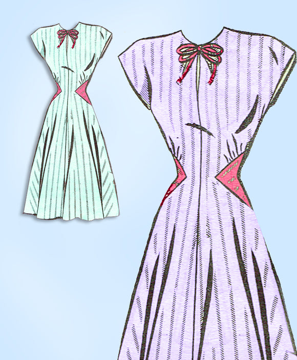 1950s Vintage Mail Order Sewing Pattern 1886 Misses Dress w Side Insets Sz 36 B