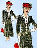 1940s Vintage Mail Order Pattern 1930 Uncut Misses WWII Suit & Dickey Sz 34 Bust