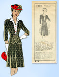 1940s Vintage Mail Order Pattern 1930 Uncut Misses WWII Suit & Dickey Sz 34 Bust
