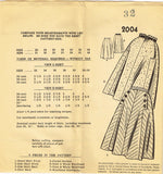 1950s Original Vintage Mail Order Sewing Pattern 2004 Uncut Plus Size Skirt Set 32 Waist
