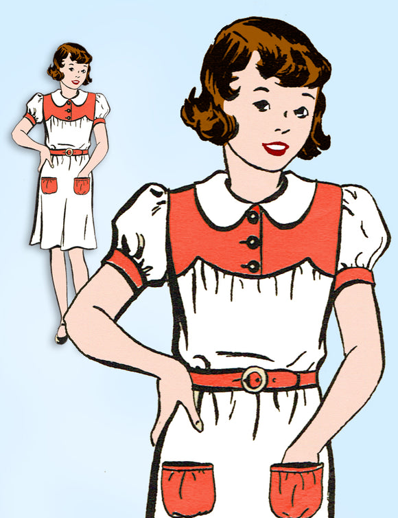 1930s Vintage Mail Order Sewing Pattern 2087 Toddler Girls Annie Dress Size 6