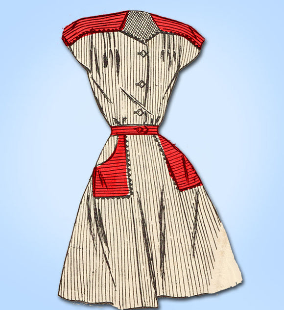 Fashion Service 2132: 1940s Misses House Dress Sz 36B Vintage Sewing Pattern - Vintage4me2
