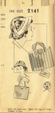 1950s Rare Original Vintage Mail Order Pattern 2141 Misses Brimmed Hat & Purse