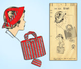 1950s Rare Original Vintage Mail Order Pattern 2141 Misses Brimmed Hat & Purse