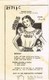 1940s Mail Order Sewing Pattern 2171 Uncut Misses Peasant Blouse Size 32 34 36 B