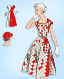 1950s Original Vintage Mail Order Pattern 2182 Uncut Misses Wrap Apron & Hat 34B