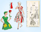 1950s Original Vintage Mail Order Pattern 2182 Uncut Misses Wrap Apron & Hat 34B