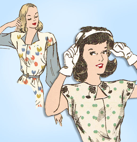 1940s Vintage Fashion Service Sewing Pattern 2201 Uncut Misses Keyhole Dress 34B