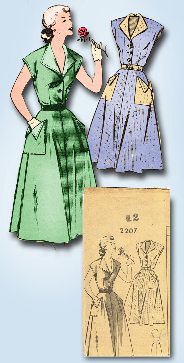 1950s Vintage Mail Order Sewing Pattern 2207 Misses House Dress S – Vintage4me2 1950s Vintage Mail Order Sewing Pattern 2207 Misses House Dress S – Vintage4me2