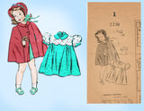 Mail Order 2230: 1950s Uncut Baby Girls Dress & Cape Sz 1 Vintage Sewing Pattern