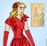 1940s VTG Fashion Service Sewing Pattern 2249 Uncut Off the Shoulder Gown Sz 34B