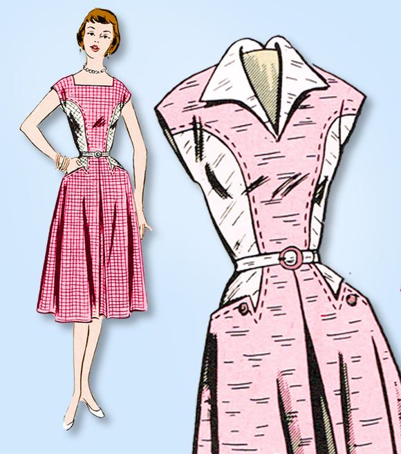 1950s Original Vintage Mail Order Pattern 2268 Uncut Misses House Dress Sz 34 B