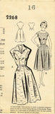 1950s Original Vintage Mail Order Pattern 2268 Uncut Misses House Dress Sz 34 B