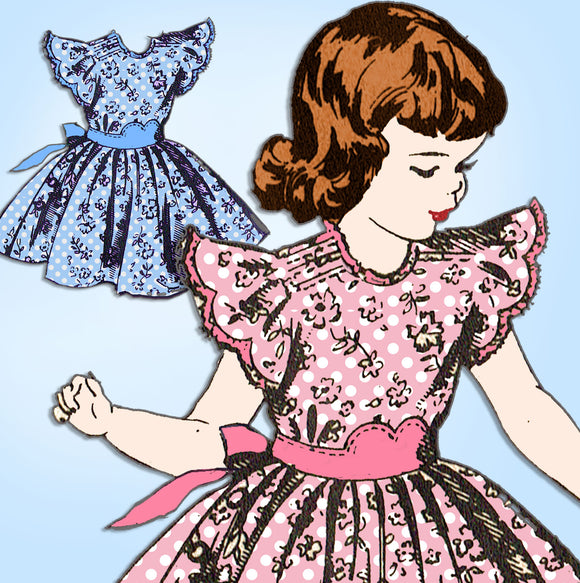 1940s Vintage Mail Order Sewing Pattern 2283 Uncut Little Girls Party Dress Sz 8