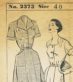 Fashion Service 2373: 1950s Ladies Plus Size Dress 40 B Vintage Sewing Pattern - Vintage4me2