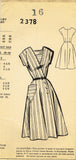 1950s Original Vintage Mail Order Pattern 2378 Uncut Misses Surplice Dress 34B