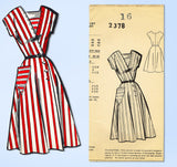 1950s Original Vintage Mail Order Pattern 2378 Uncut Misses Surplice Dress 34B