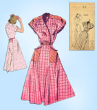 1940s Vintage Fashion Service Sewing Pattern 2433 Uncut Misses Wrap Dress Sz 32B