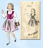 1950s Vintage Mail Order Sewing Pattern 2524 Uncut Toddler Girls Suit Size 6 - Vintage4me2