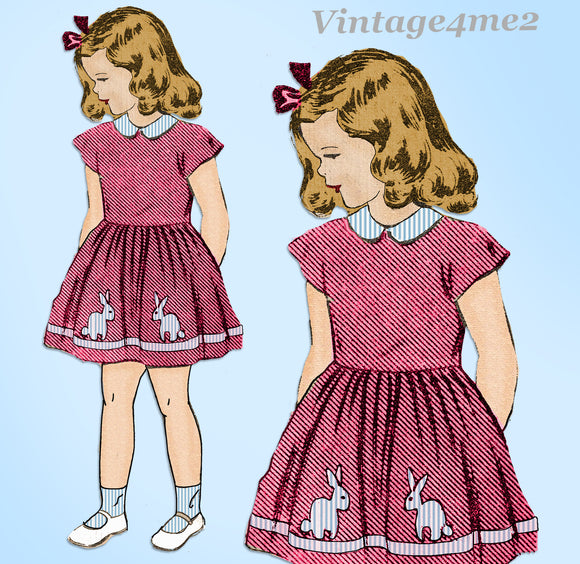 Mail Order 2642: 1940s Toddler Girls Applique Dress Sz 4 Vintage Sewing Pattern