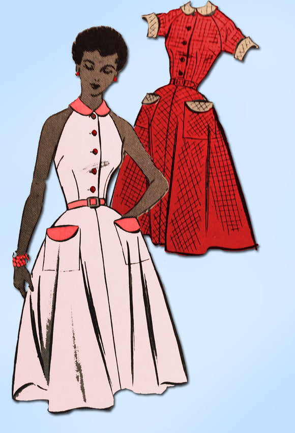 1950s Vintage Mail Order Sewing Pattern 2662 Misses Razor Back Sun Dress Size 10