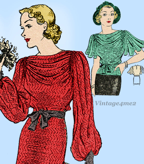 Mail Order 2668: 1930s Shirred Evening Blouse Sz 32 B Vintage Sewing Pattern - Vintage4me2