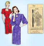 1940s Vintage Mail Order Sewing Pattern 2668 WWII Womens Keyhole Dress Size 36 B
