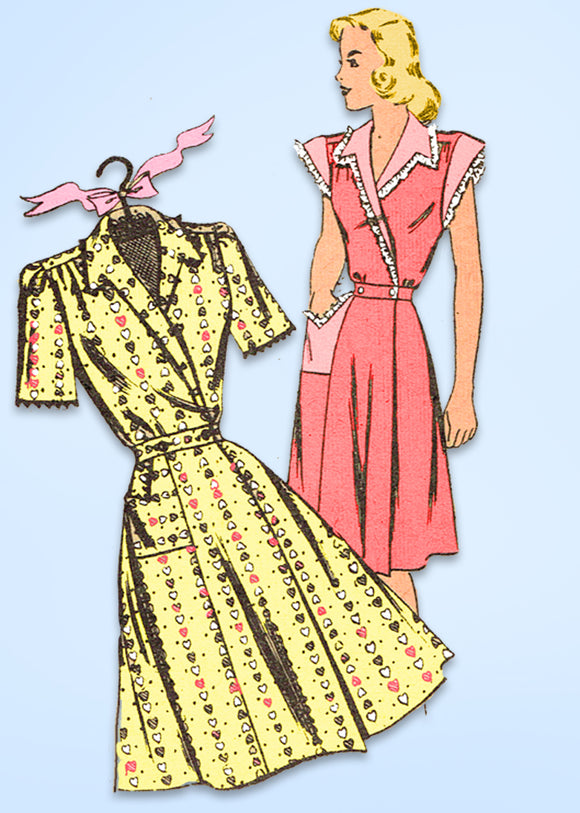 1940s Vintage Fashion Service Sewing Pattern 2705 Uncut Misses House Dress 34B