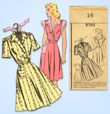 1940s Vintage Fashion Service Sewing Pattern 2705 Uncut Misses House Dress 34B