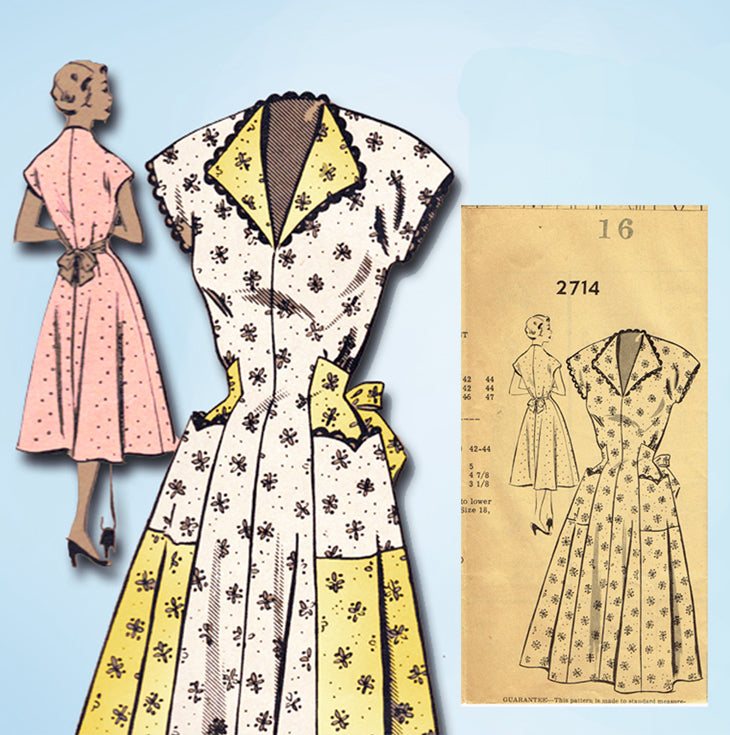 vintage house dress 1950s Vintage Mail Order Sewing Pattern 2714 Misses House Dress Size 34 Bust