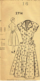 1950s Vintage Mail Order Sewing Pattern 2714 Misses House Dress Size 34 Bust
