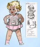 1950s Vintage Mail Order Sewing Pattern 2720 Toddler Girls Bunny Apron Size 4 - Vintage4me2