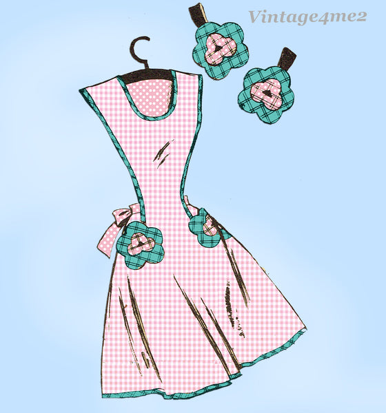 1950s Vintage Mail Order Pattern 2729 Misses Farm Kitchen Apron Sz Large