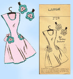 1950s Vintage Mail Order Pattern 2729 Misses Farm Kitchen Apron Sz Large