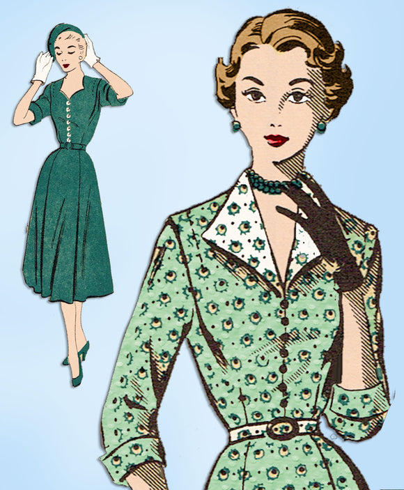 1950s Vintage Mail Order Sewing Pattern 2739 Uncut Misses Street Dress Size 35 B