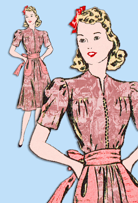 1940s Vintage Mail Order Sewing Pattern 2747 Misses Street Dress Size 32 Bust