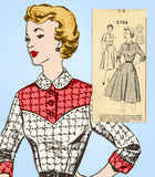 Fashion Service 2764: 1950s Misses Western Dress Sz 32 B Vintage Sewing Pattern - Vintage4me2