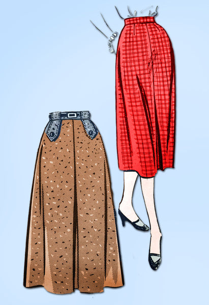 1950s Vintage Mail Order Sewing Pattern 2780 Misses Slender Skirt Size 24 Waist - Vintage4me2