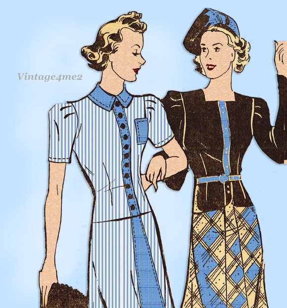 Mail Order 2782: 1930s Misses 2 Piece Suit Size 35 Bust Vintage Sewing Pattern