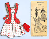 1950s Vintage Fashion Service Sewing Pattern 2783 Full Bib Apron & Potholder Sz MED