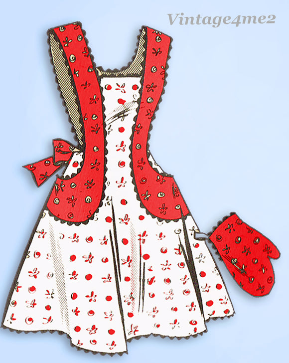 1950s Vintage Fashion Service Sewing Pattern 2783 Full Bib Apron & Potholder Sz MED