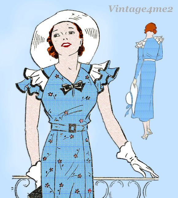 Mail Order 2832: 1930s Uncut Misses Afternoon Dress 34 B Vintage Sewing Pattern