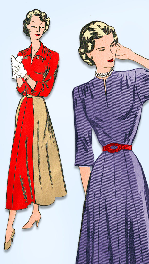 1940s Vintage Mail Order Sewing Pattern 2856 Misses Afternoon Dress Size 16 34 B - Vintage4me2