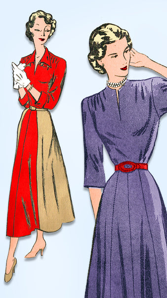 1930s PRETTY Dress Pattern NEW YORK 1016 Two Lovely Styles, puff or Flutter  Sleeves, Bust 38 Vintage Sewing Pattern FACTORY FOLDED