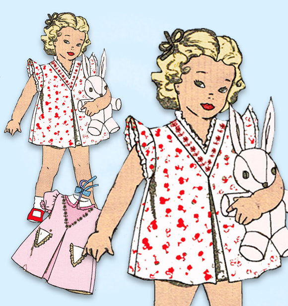 1940s Vintage Mail Order Sewing Pattern 2868 Baby Girls WWII Dress Size 1 20 B