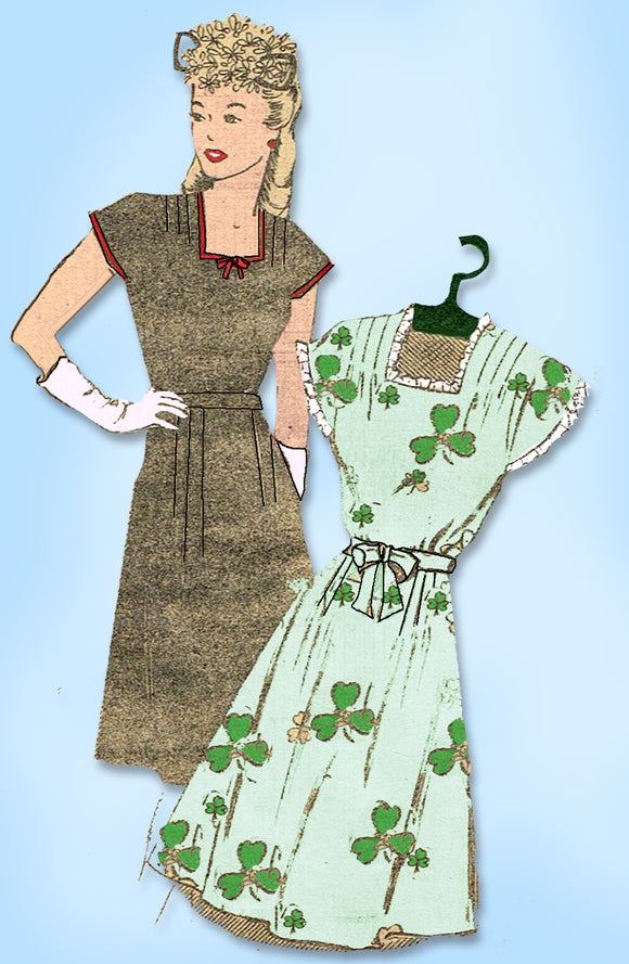 1940s Vintage Mail Order Sewing Pattern 2879 Easy WWII Day Dress Size 34 Bust