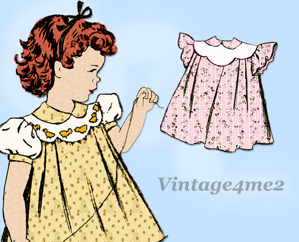 Fashion Service 2912: 1940s Cute Baby Girls Dress Sz 6mos Vintage Sewing Pattern - Vintage4me2